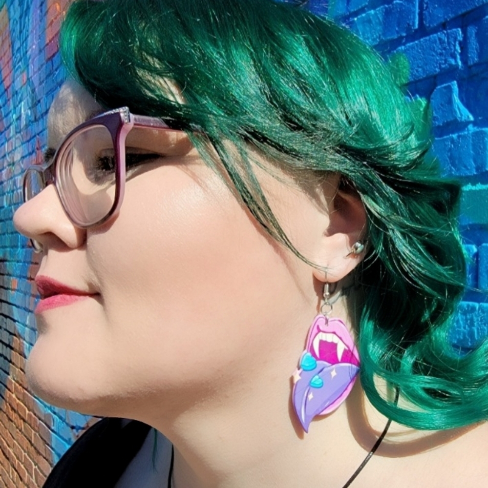 Deadly Thrill Earrings | Vampire Tongue Acrylic | Pastel Goth Bubblegum …